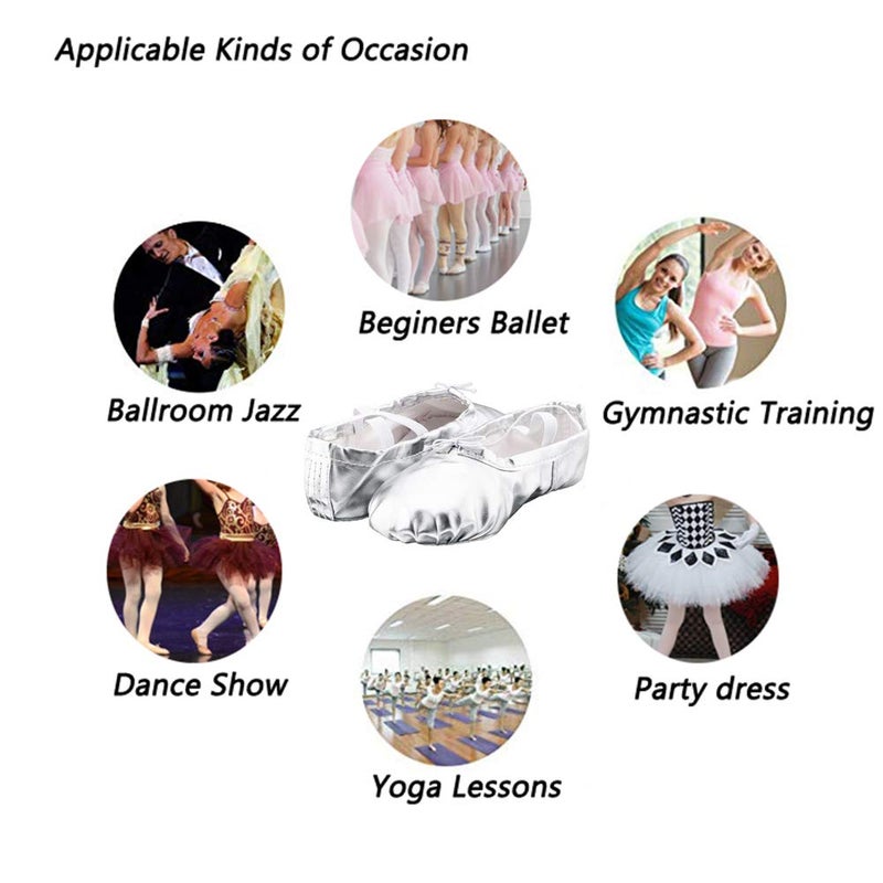 MSMAX أحذية باليه MSMAX للفتيات والأولاد الصغار حذاء رقص ذو نعل مقسم فضي - Image 4